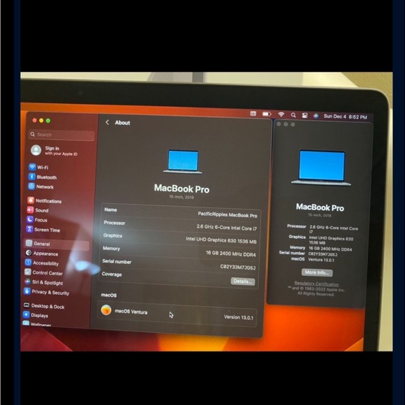 Apple MacBook Pro 15" Touchbar (i7 2.9 Ghz 6-Core, 16GB RAM, Intel UHD Graphics - Picture 7 of 12